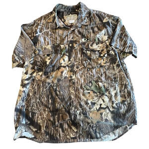Mossy Oak Shirt Concealment Camo  Men's Sz 2XL Short Sleeves Button Down Collar